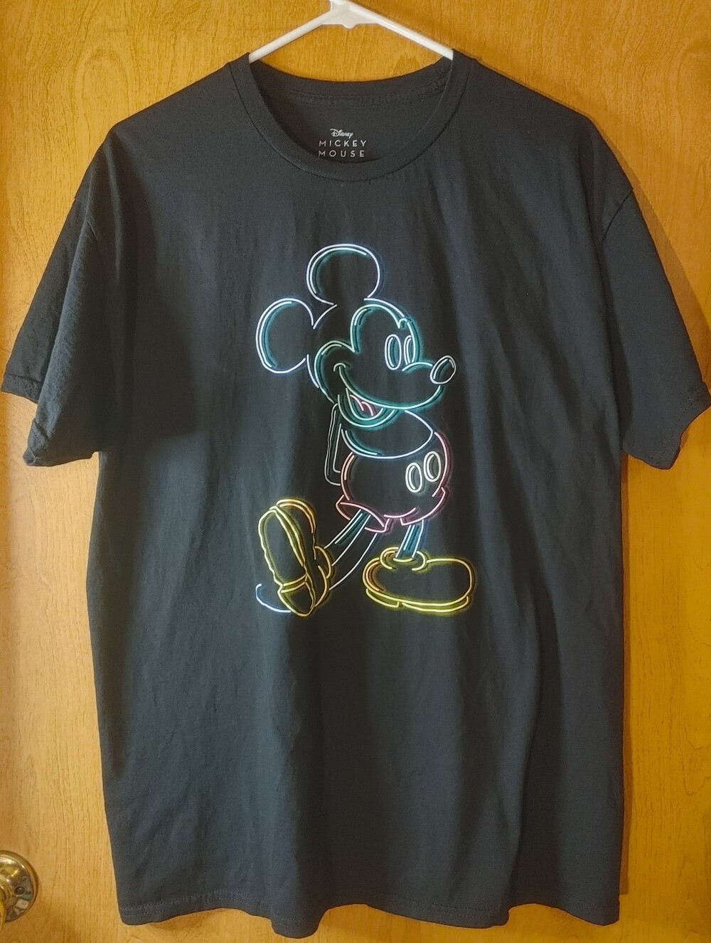 Disney Mickey Mouse Neon Outline Graphic Tee - Black